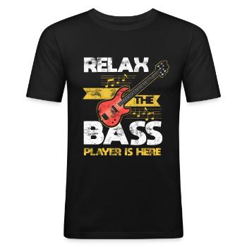 Bassiste bassiste bassiste EADG - T-shirt près du corps Homme - noir - Devant - Nik (191cm)