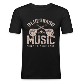 Bluegrass Banjo Line Dance Country Musik - Männer Slim Fit T-Shirt - Schwarz - Vorne - Nik (191cm)