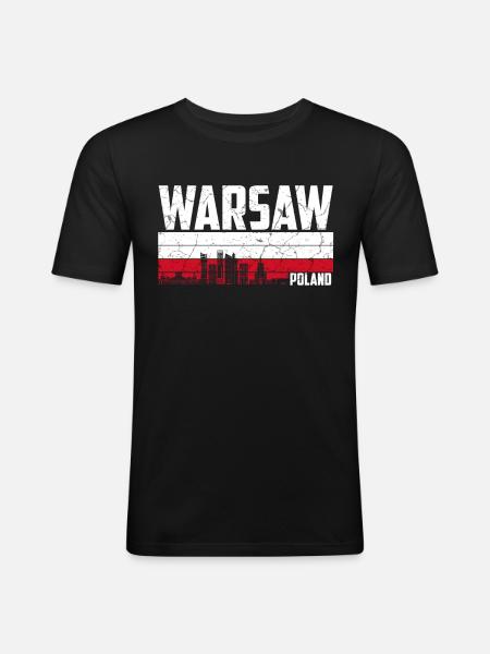 Varsovie Pologne - T-shirt près du corps Homme - noir