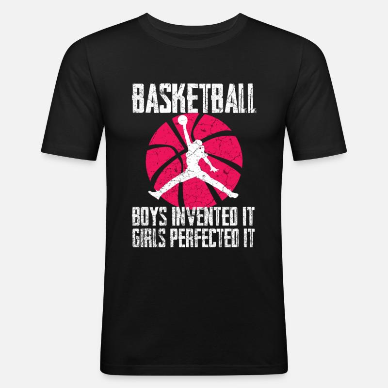 Basketball Mädchen - Männer Slim Fit T-Shirt - Schwarz
