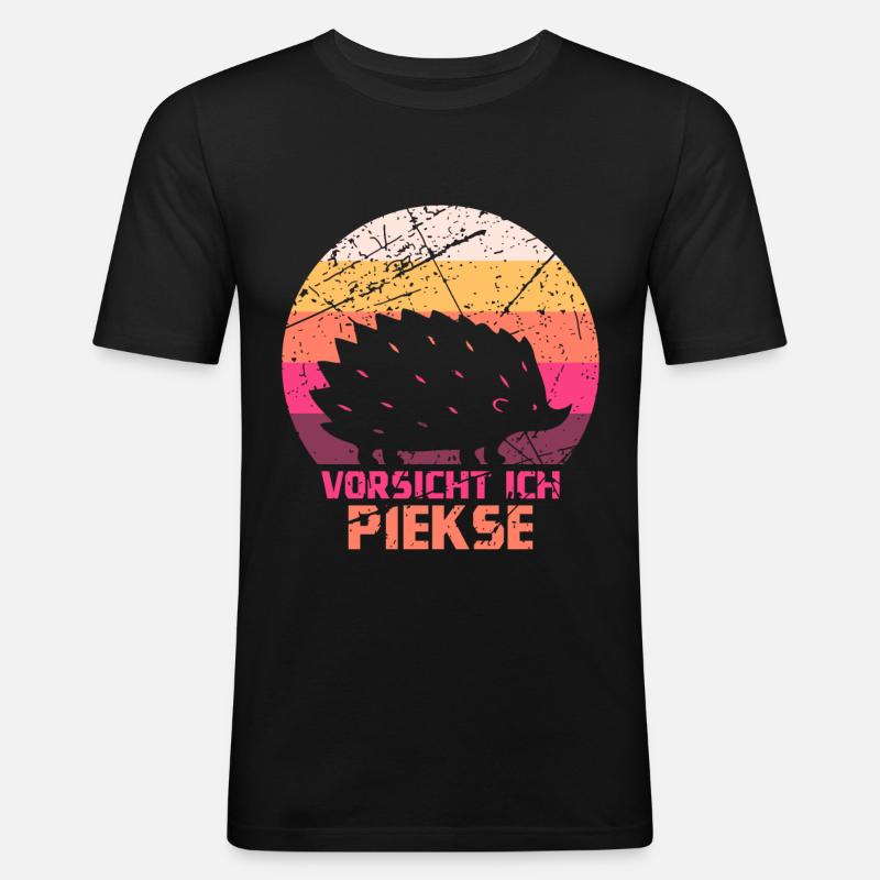 Igel - Männer Slim Fit T-Shirt - Schwarz