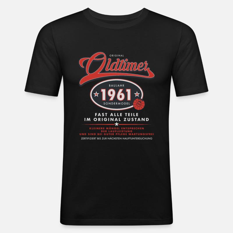 Oldtimer 1961 - Männer Slim Fit T-Shirt - Schwarz