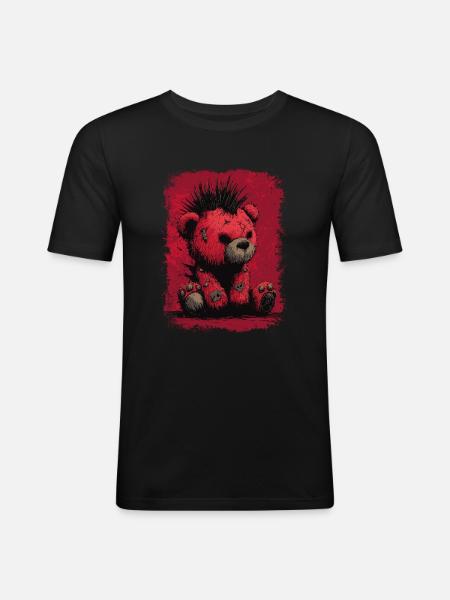Cute Punk Teddy Bear - Men's Slim Fit T-Shirt - black