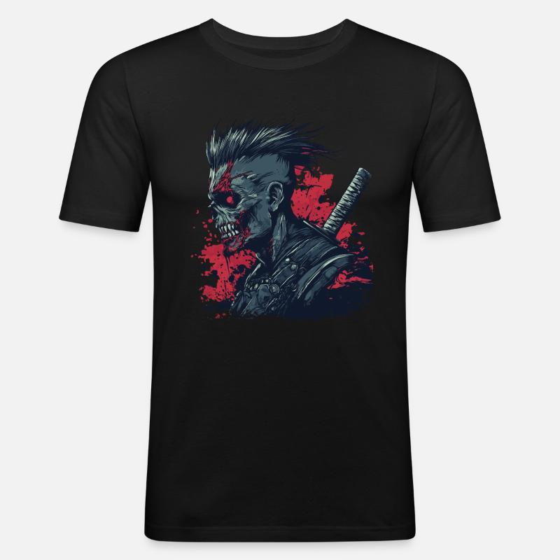 Zombie Ninja Punk - Männer Slim Fit T-Shirt - Schwarz