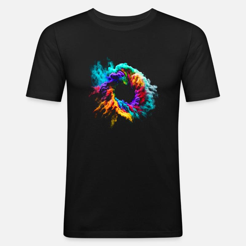 Bunte Staubwolken-Explosion - Männer Slim Fit T-Shirt - Schwarz