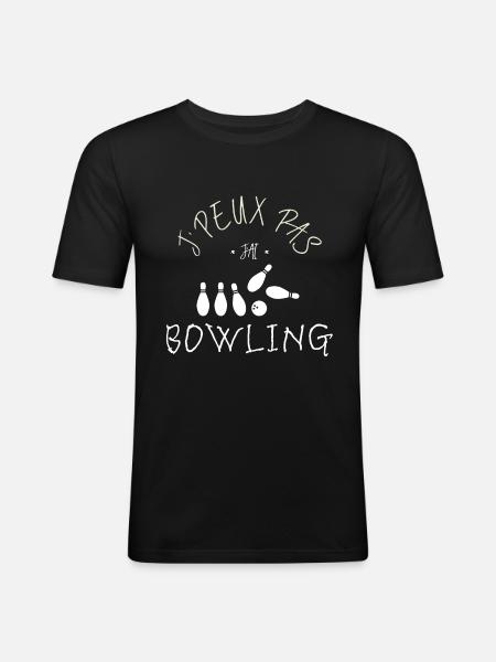 J'peux pas j'ai bowling - T-shirt près du corps Homme - noir