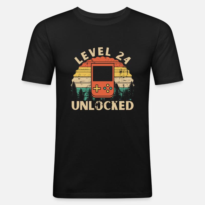 Level 24 freigeschaltet - Männer Slim Fit T-Shirt - Schwarz