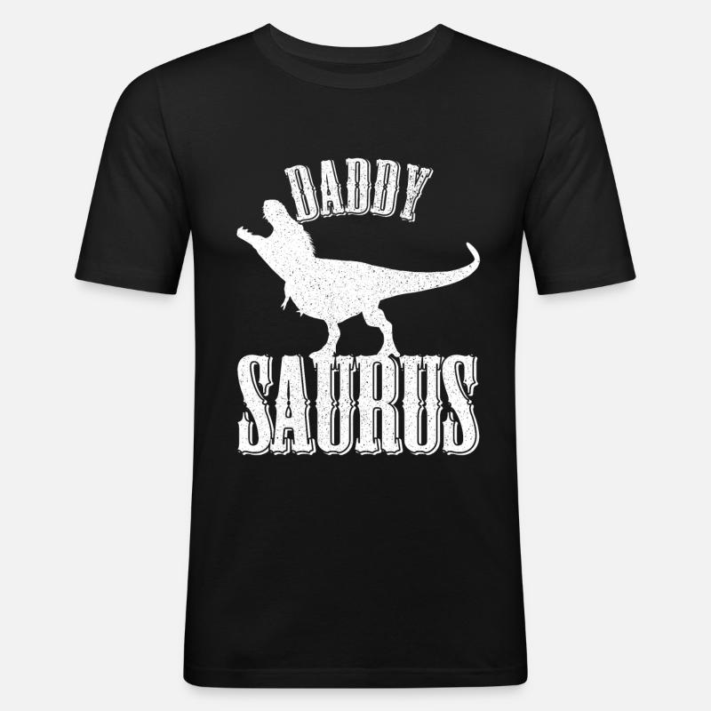 Idée Cadeau Papa Saurus - T-shirt près du corps Homme - noir