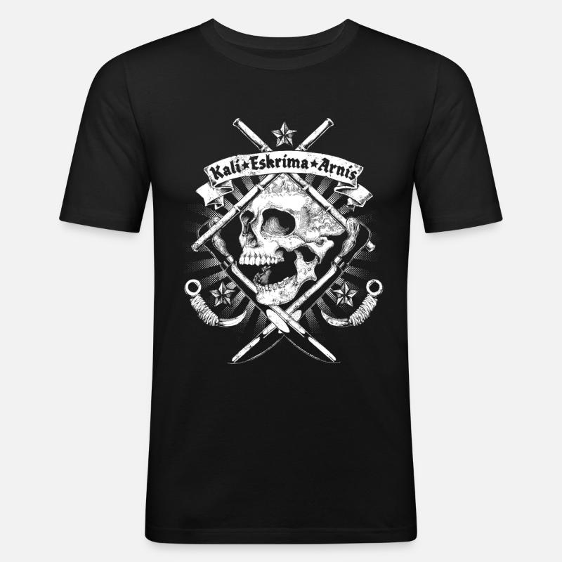 Kali Eskrima Arnis - Männer Slim Fit T-Shirt - Schwarz