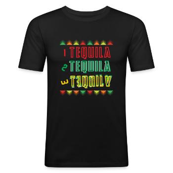 Tequila - Männer Slim Fit T-Shirt - Schwarz - Vorne - Nik (191cm)