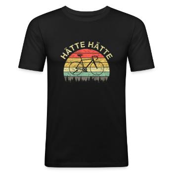 Hätte Hätte Fahrradkette Radfahrer Retro Vintage - Männer Slim Fit T-Shirt - Schwarz - Vorne - Nik (191cm)
