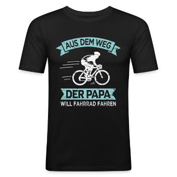 Papa will Fahrrad fahren Vater Radfahrer - Männer Slim Fit T-Shirt - Schwarz - Vorne - Nik (191cm)