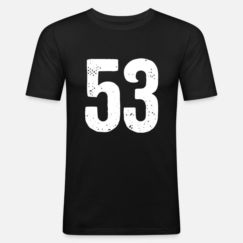 53 Zahlen Weiß - Männer Slim Fit T-Shirt - Schwarz