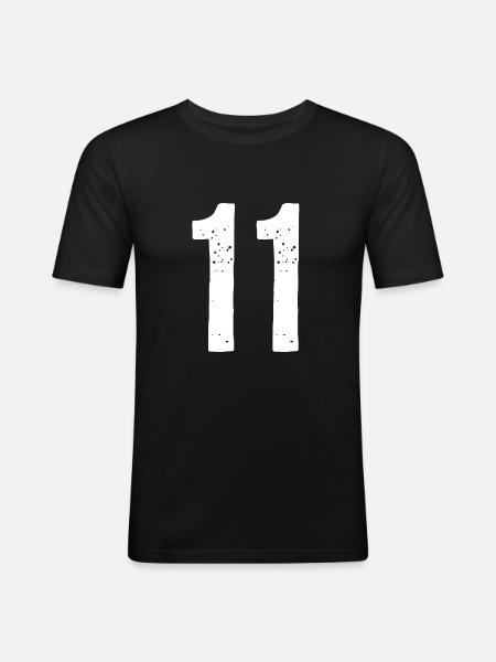 11 Numéros Blanc - T-shirt près du corps Homme - noir