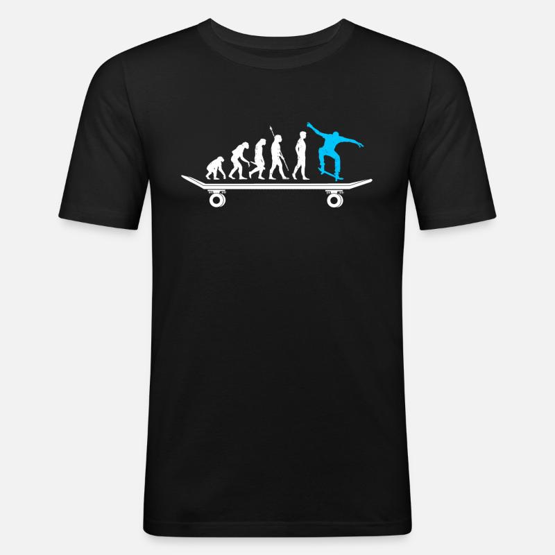Skateboard Evolution Skateboarder - Männer Slim Fit T-Shirt - Schwarz