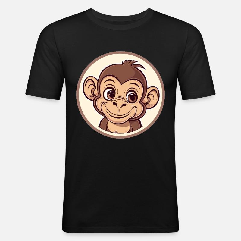 Fröhlicher Affe mit Lächeln - Männer Slim Fit T-Shirt - Schwarz