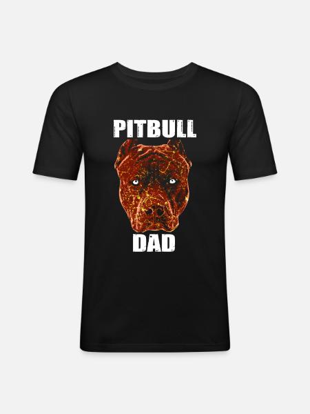 Pitbull Vater - Männer Slim Fit T-Shirt - Schwarz