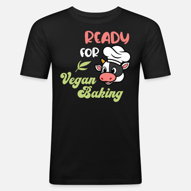 Ready for Vegan Baking - Männer Slim Fit T-Shirt - Schwarz