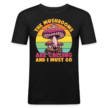 Mushrooms Are Calling Adventure Lover - Men's Slim Fit T-Shirt - black - Front - Nik (191cm)
