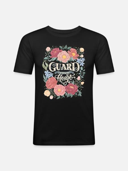Guard Your Heart - Männer Slim Fit T-Shirt - Schwarz