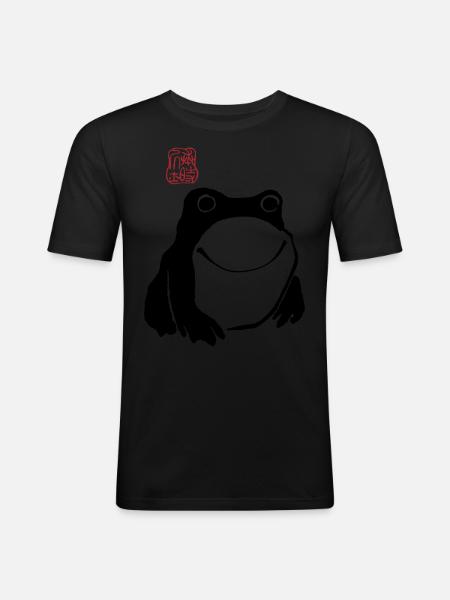 Beeindruckter Frosch Japanische Kunst Unbeeindruckt Lustig - Männer Slim Fit T-Shirt - Schwarz