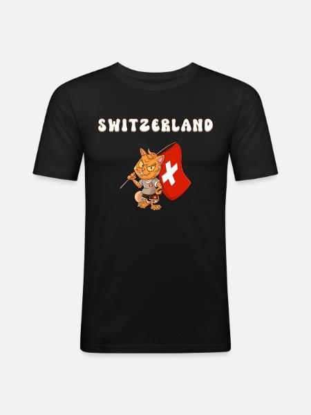 Chat suisse - T-shirt près du corps Homme - noir