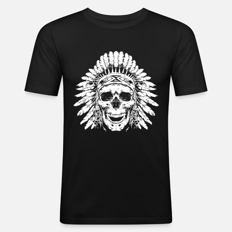 Crâne de chef - T-shirt près du corps Homme - noir