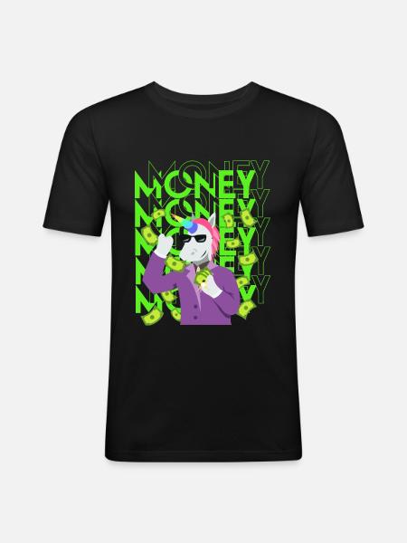 Geld - Männer Slim Fit T-Shirt - Schwarz