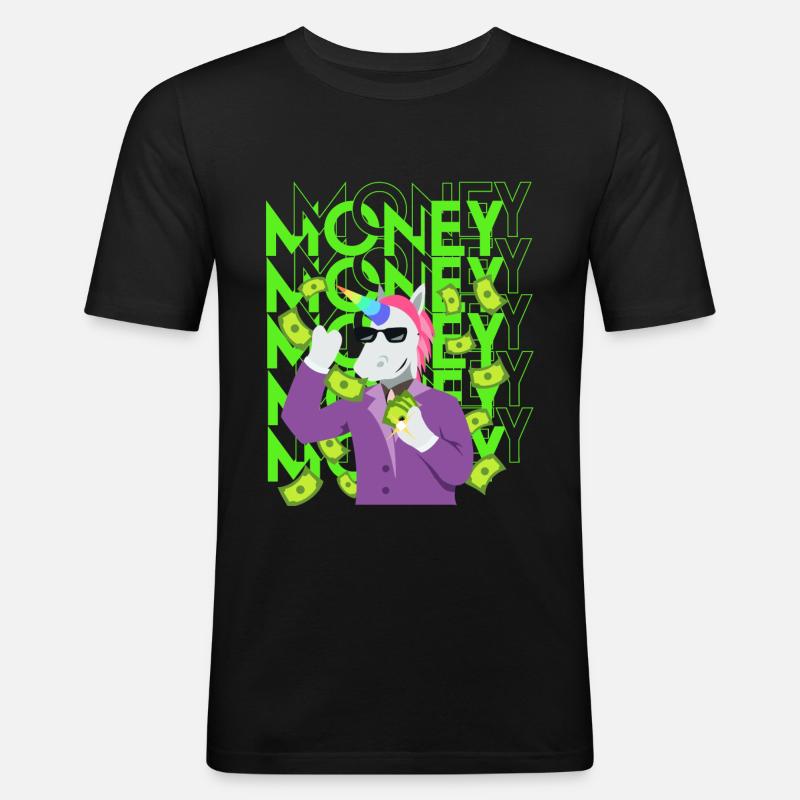 Geld - Männer Slim Fit T-Shirt - Schwarz