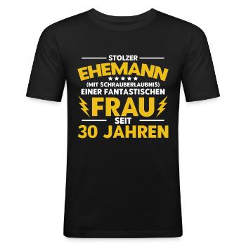 Perlenhochzeit Ehepaar 30. Hochzeitstag Geschenk - Männer Slim Fit T-Shirt - Schwarz - Vorne - Nik (191cm)