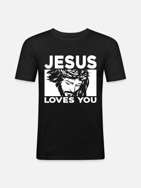 Jésus vous aime - T-shirt près du corps Homme - noir