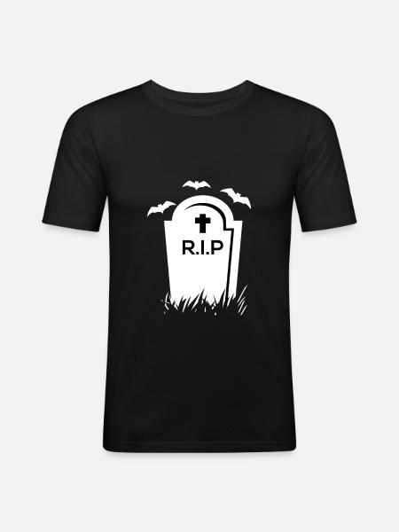 HALLOWEEN Friedhof Grab R.I.P - Männer Slim Fit T-Shirt - Schwarz