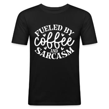 Fueled By Coffee And Sarcasm - Men's Slim Fit T-Shirt - black - Front - Nik (191cm)