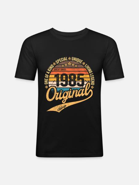 Retro Vintage born in 1985 Vintage 1985 - Men's Slim Fit T-Shirt - black