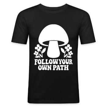 Follow Your Own Path Mushroom Design - Men's Slim Fit T-Shirt - black - Front - Nik (191cm)