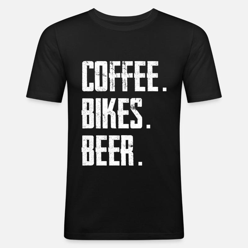 Coffee Bikes Beer - Männer Slim Fit T-Shirt - Schwarz