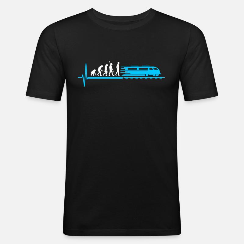 Zug Evolution Eisenbahn - Männer Slim Fit T-Shirt - Schwarz