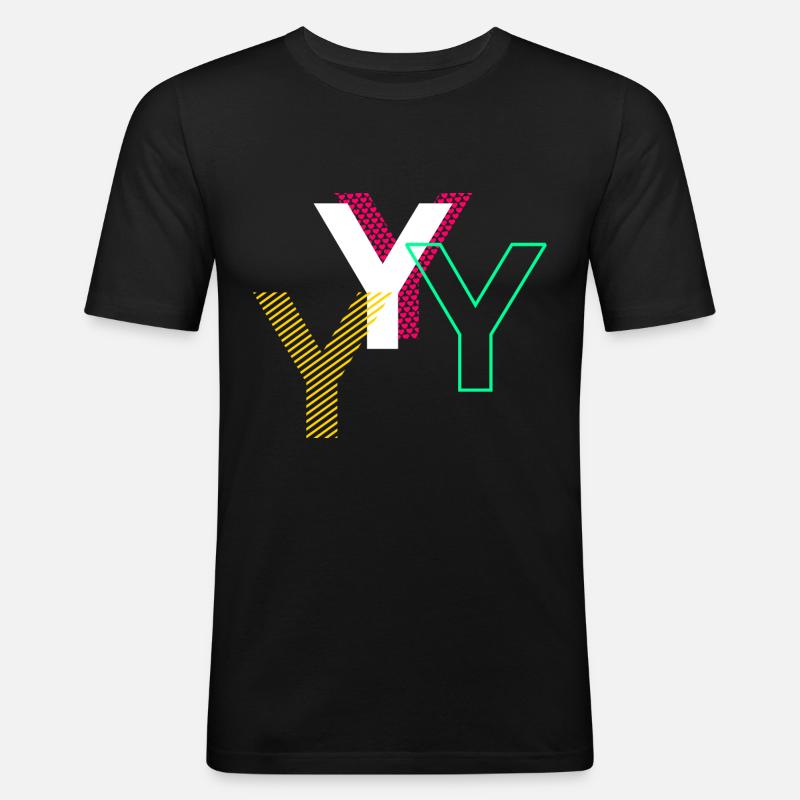 Y Buchstabe - Männer Slim Fit T-Shirt - Schwarz