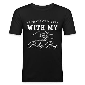 My First Father s Day With My Baby Boy Newborn - Herre Slim Fit T-Shirt - sort - Foran - Nik (191cm)