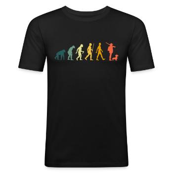 Hunter Dachshund Evolution Chasse Rétro Teckel Chien de chasse - T-shirt près du corps Homme - noir - Devant - Nik (191cm)
