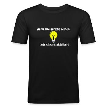 Elektriker - Männer Slim Fit T-Shirt - Schwarz - Vorne - Nik (191cm)