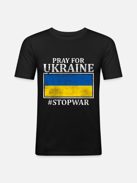 Ukraine War Flag - Men's Slim Fit T-Shirt - black