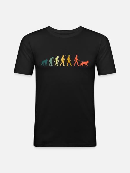 Retro Schäferhund Evolution Schäferhunde - Männer Slim Fit T-Shirt - Schwarz