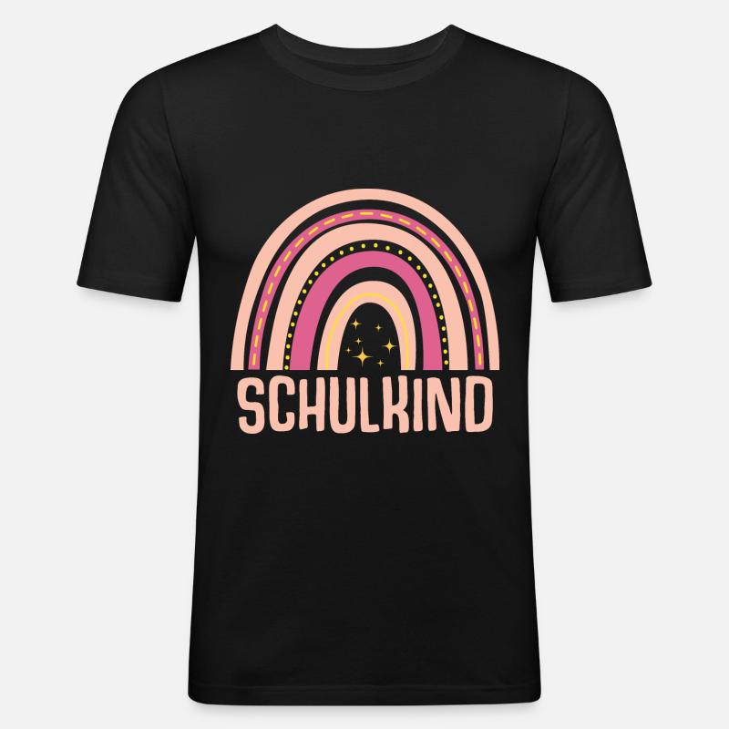 Regenbogen Schulkind Schulanfang Mädchen - Männer Slim Fit T-Shirt - Schwarz