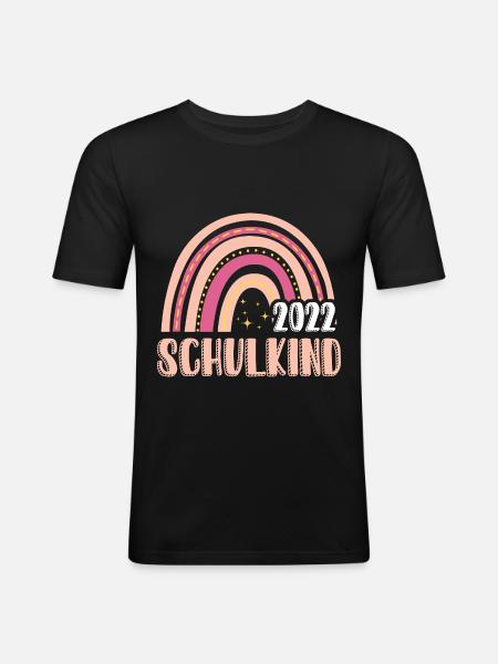 Mädchen Schulkind 2022 Regenbogen - Männer Slim Fit T-Shirt - Schwarz