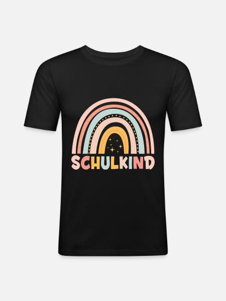Schulkind Bunter Regenbogen - Männer Slim Fit T-Shirt - Schwarz