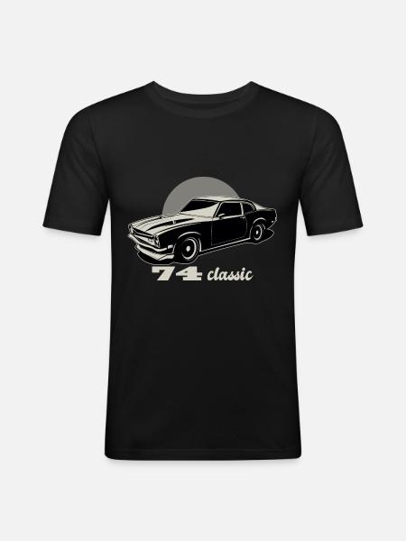 74 Klassisches Muscle-Car-Auto - Männer Slim Fit T-Shirt - Schwarz