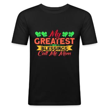 Cadeau familial jumelé pour la fête des mères - T-shirt près du corps Homme - noir - Devant - Nik (191cm)
