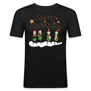 Merry Christmas Folk Band - Männer Slim Fit T-Shirt - Schwarz - Vorne - Nik (191cm)