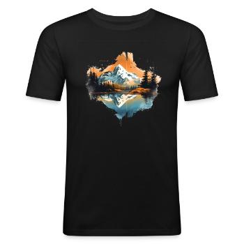 Alpen / Berge - Männer Slim Fit T-Shirt - Schwarz - Vorne - Nik (191cm)